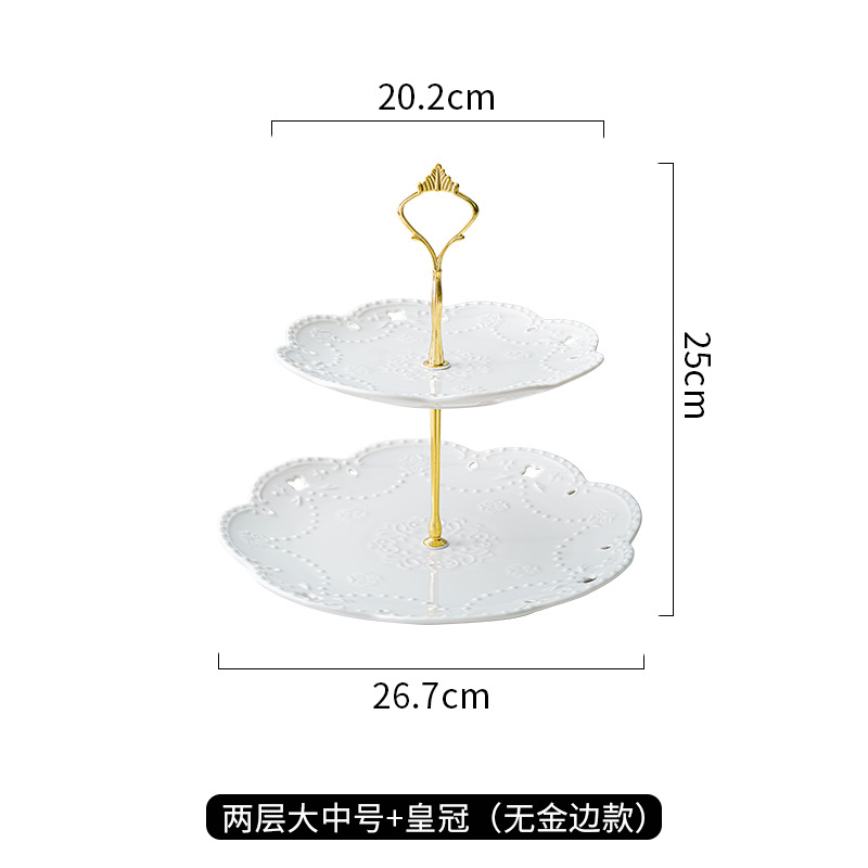 Luz de lujo cerámica de doble capa plato de aperitivos hogar sala de estar mesa de café pastel mesa de postre merienda creativa fruta seca plato de decoración de frutas