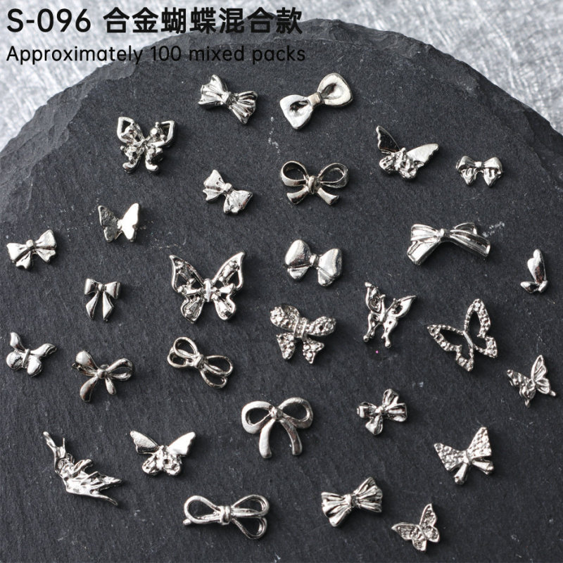 国境を越えた新しいネイルアクセサリー合金アクセサリー金属蝶ネクタイ蝶ネクタイ100個混合爪アクセサリー|undefined