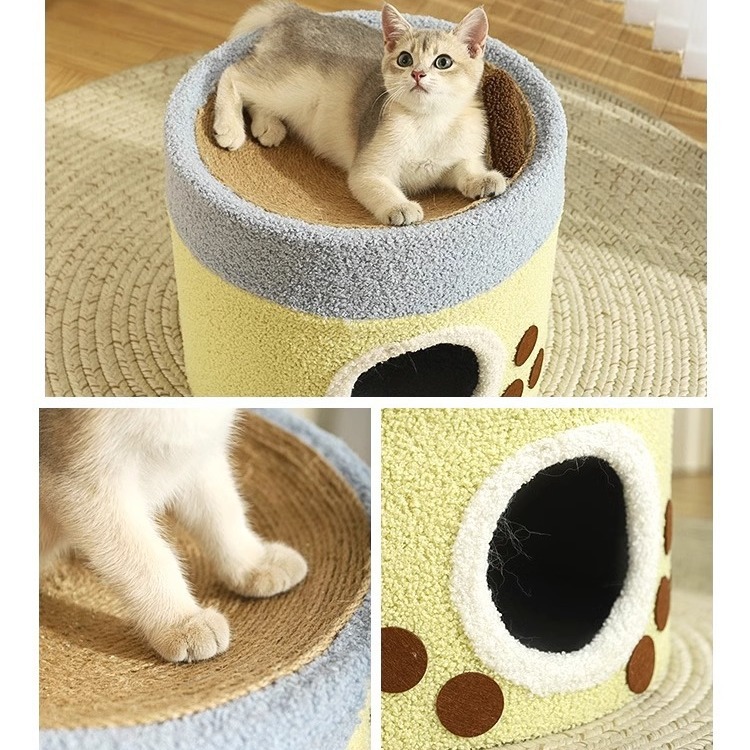Cama para gatos de invierno caliente de doble capa para gatos jóvenes para dormir, cama para gatos de seda cerrada, casa segura para gatos y gatos, universal para todas las estaciones
