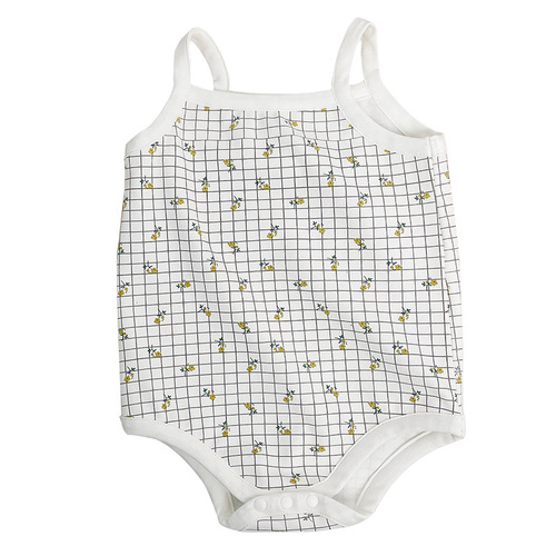 Baby Outfit  New Baby onesie with shoulder straps, grid pattern, diaper cover, triangle top, for little boys and girls crawling suit