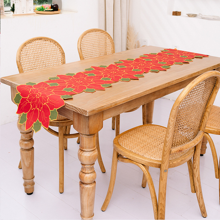 Christmas Decoration Christmas Flower Table Runner Christmas Restaurant Decoration Home Furnishing Tablecloth display picture 13