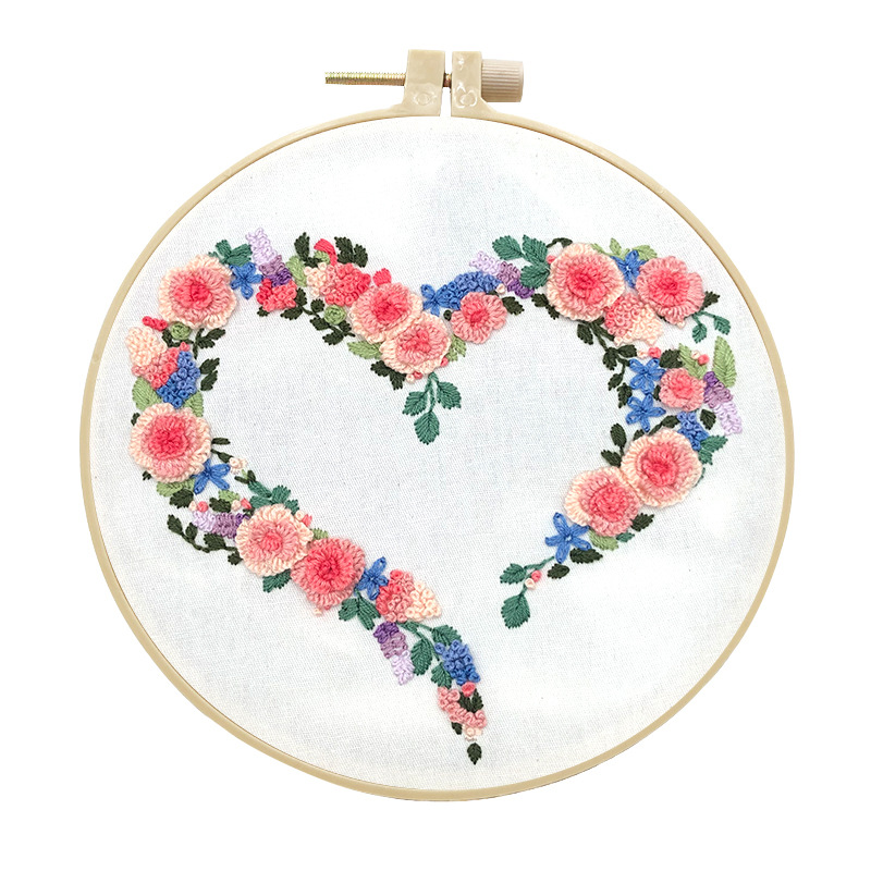 Cero Fundación auto-bordado principiante introducción bricolaje bordado hecho a mano simple amor fácil material de bordado paquete de materiales de enseñanza de inglés