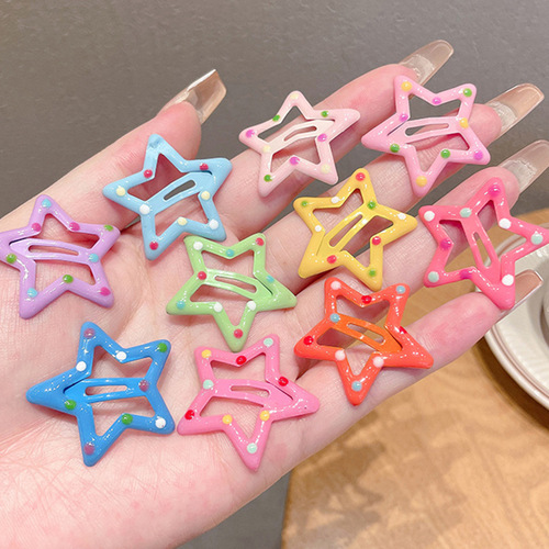 Dopamine color five-pointed star broken hair clip female  new sweet girl hair clip y2k bangs bb clip headwear