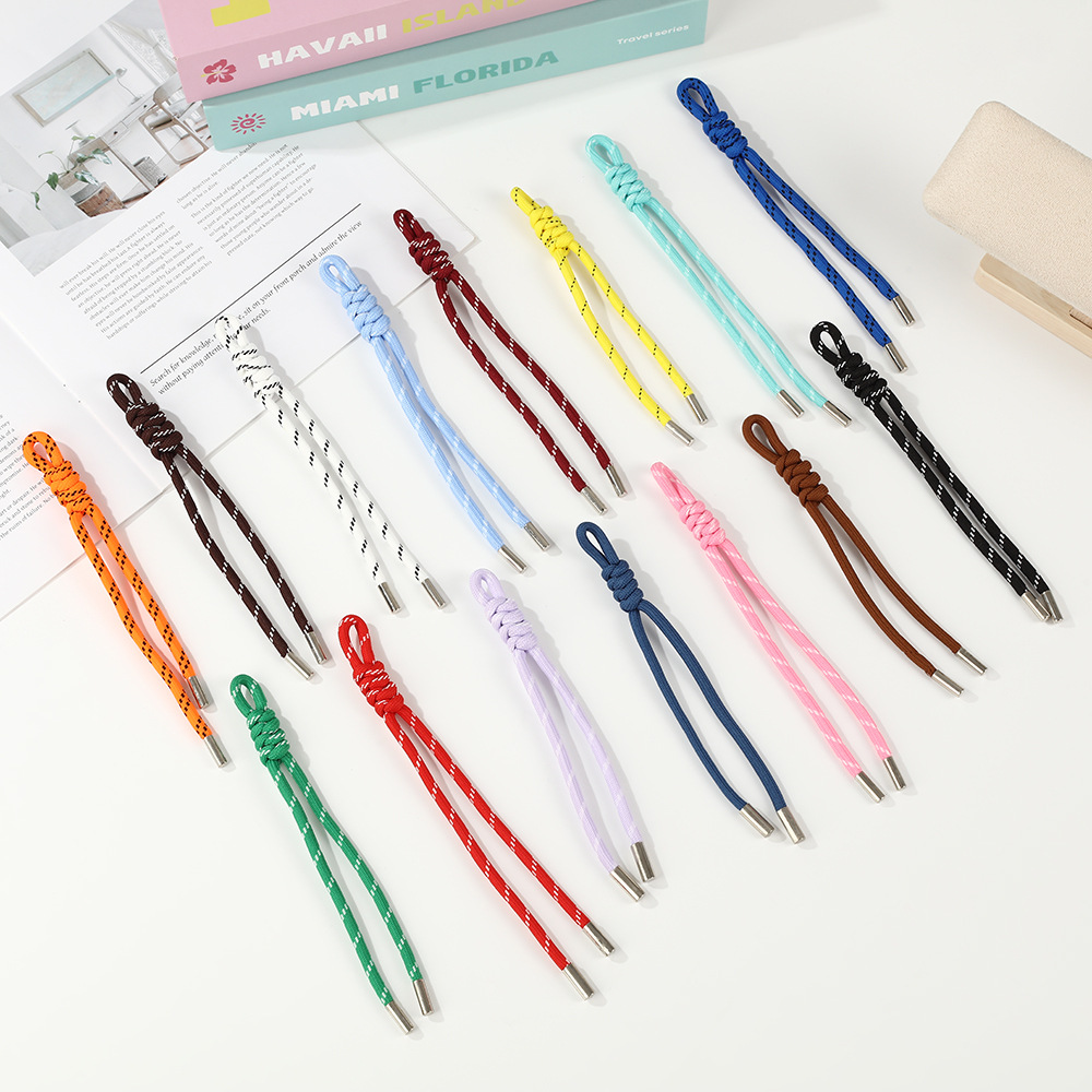 个性ins潮流绳子挂件多彩双色条纹鞋带创意金属头绳带手工DIY辅料