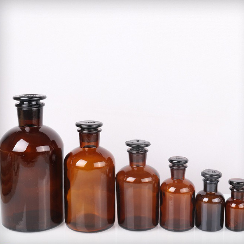 茶色の小口試薬瓶透明ガラス磨口瓶茶色の細口試薬瓶密封ヨウ素ボルトアルコール滴剤瓶|undefined