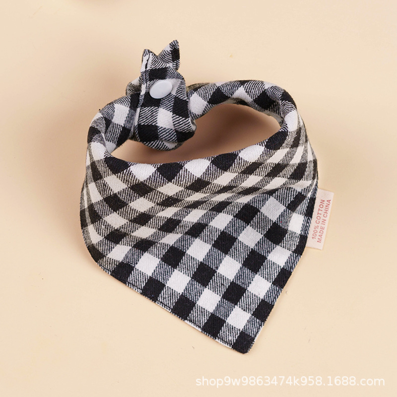 Bebé de algodón bebé babero triángulo BiB Snap de doble capa babero recién nacido niños bufanda a cuadros cuatro estaciones