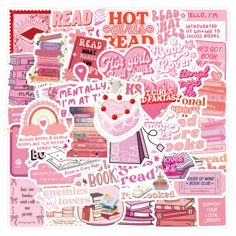 60 New Pink Bookish Graffiti Stickers to Decorate Notebook Luggage Cross-Border Stickers Manufacturer Wholesale 60 New Pink Bookish Graffiti Stickers to Decorate Notebook Luggage Cross-Border Stickers Manufacturer Wholesale