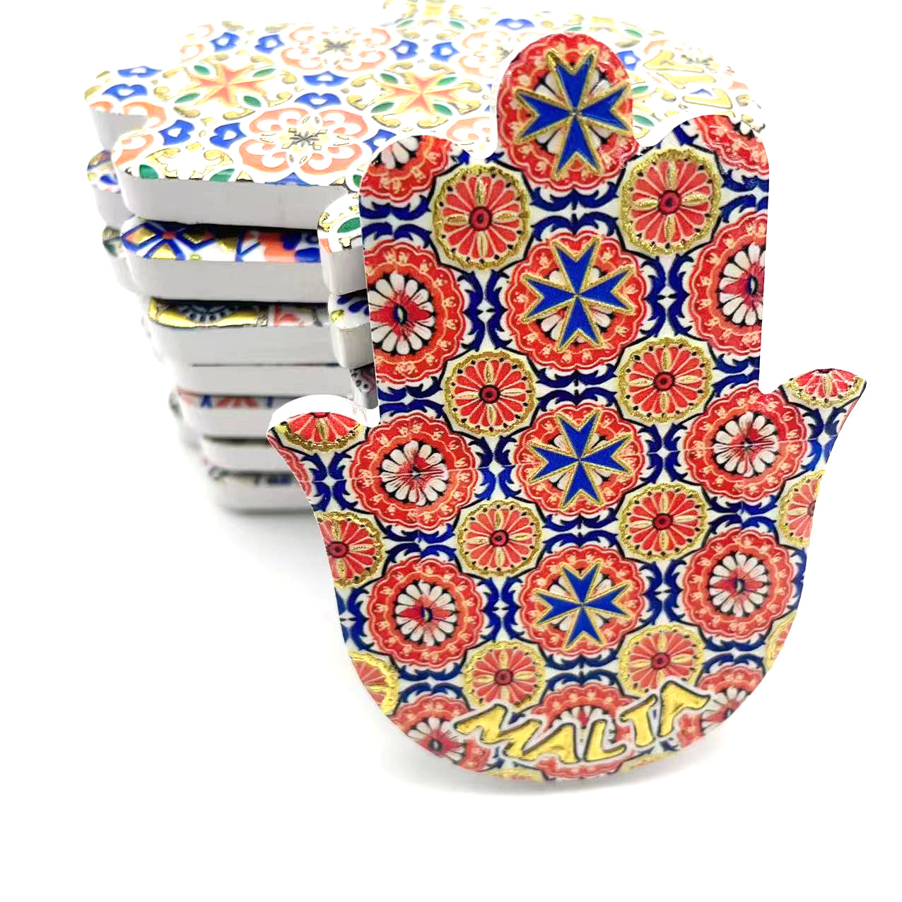 Nueva fábrica de cerámica 3D serie Mano de Buda con impresión clara de lirio y sensación cóncava adhesivo magnético para refrigerador