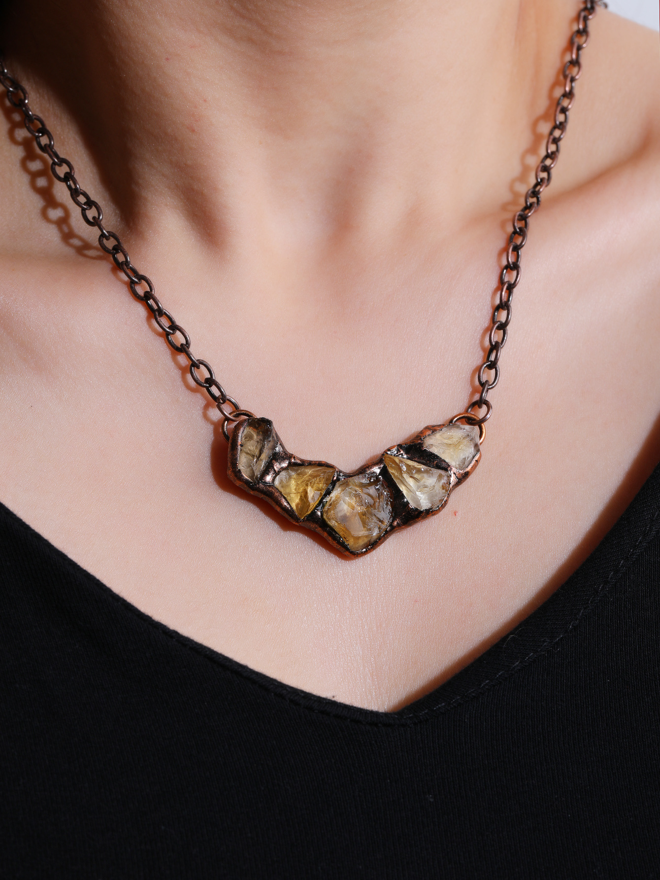 1 Piece Quantity Wholesale Jewelry Retro Ethnic Style Geometric Copper Crystal Handmade Inlay Necklace Cable Chain