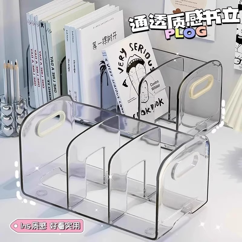 デスクトップブックエンドアクリル本棚透明学生ブックデスク収納ラックオフィス寮ファイル収納ラック|undefined