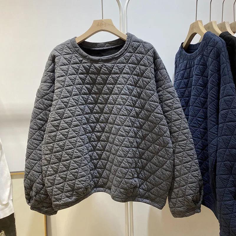 High-end rhombus padded cotton sweater autumn and winter Korean new fashion personality slimming air cotton coat women's fashion
