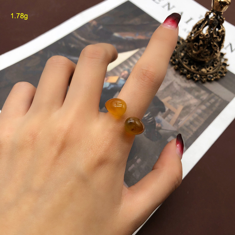 Retro Heart Shape Flower Copper Enamel Artificial Pearls Zircon Rings 1 Piece