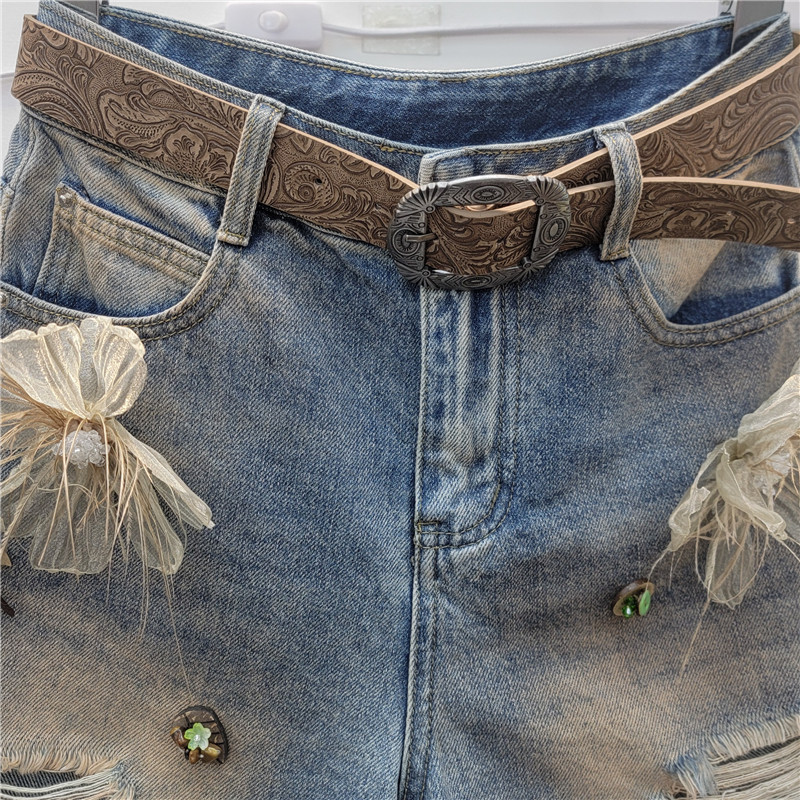Pantalones Cortos de Mezclilla de Pierna Ancha para Mujer de Talle Bajo image 4