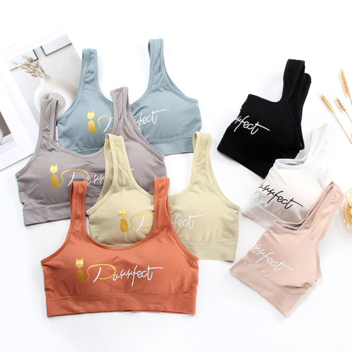 Fashionable Breast Wrapped Lettering Beautiful Back Sports Bra Underwear Women's Sexy Suspender Tube Top Yoga Vest Women's Wholesale