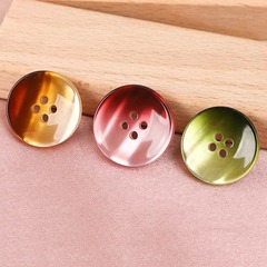 Pearl-encrusted four-eyes gradient resin buttons coat women's trench coat buttons winter clothing versatile colorful buttons