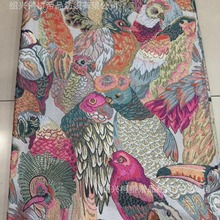 秋冬厚款时尚鹦鹉大鸟动物连衣裙梭织提花布面料现货厂家直销色织