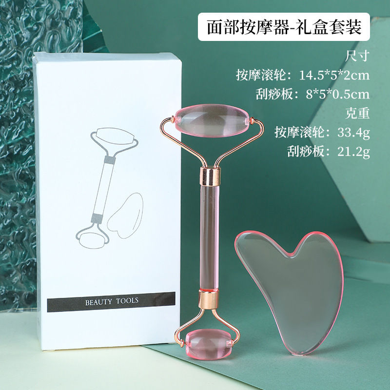 Rodillo facial de cristal en forma de corazón para masaje y lifting