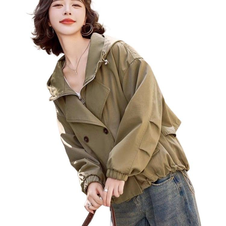 超好看短款风衣女小个子时尚设计感2025春秋季新款休闲连帽外套潮|undefined