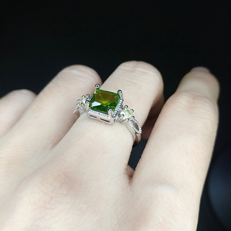 Fashion Square Copper Plating Artificial Rhinestones Open Ring 1 Piece