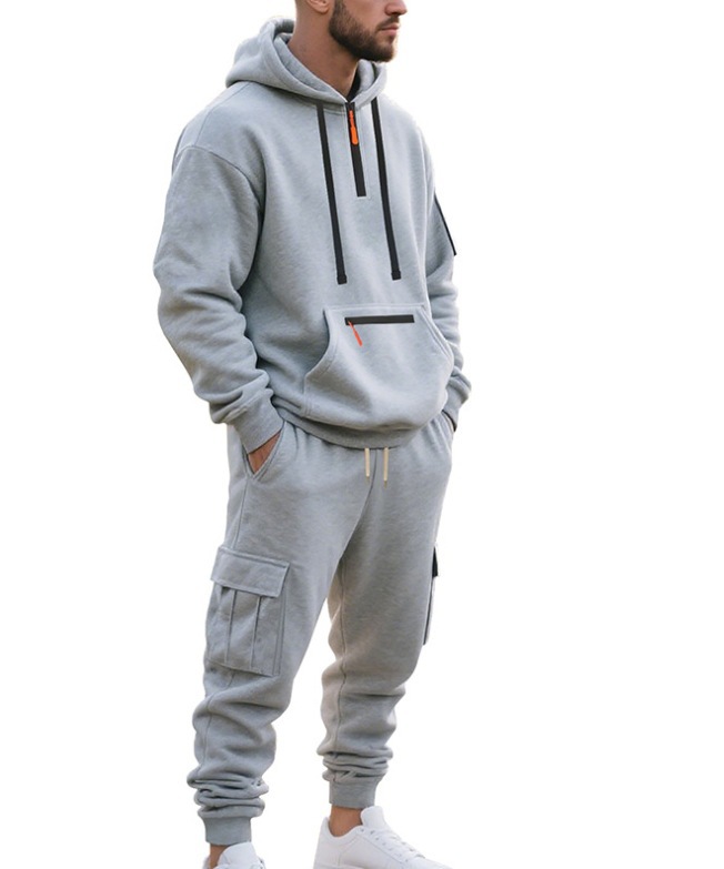 Herren Freizeit Sport Pullover Set Mit Multi-taschen Cardigan_voghion.com