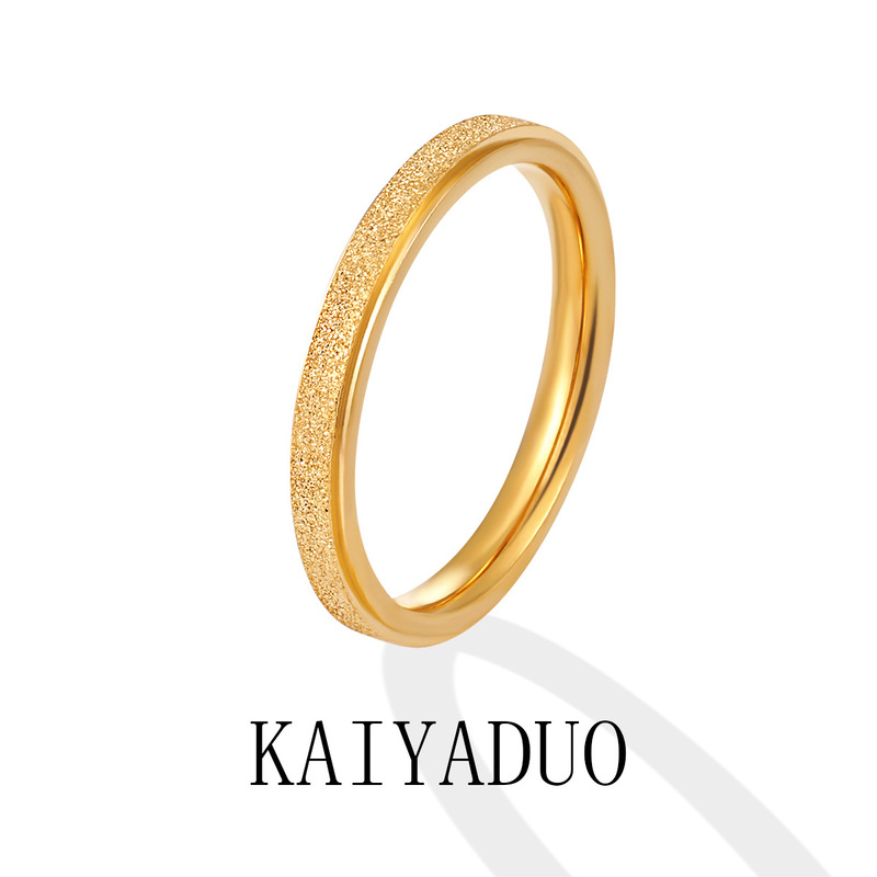 High-Quality Ins Niche Design Simple Frosted Ring Women's Fashion Stylish Versatile Gold-Plated Titanium Steel Index Finger Ring