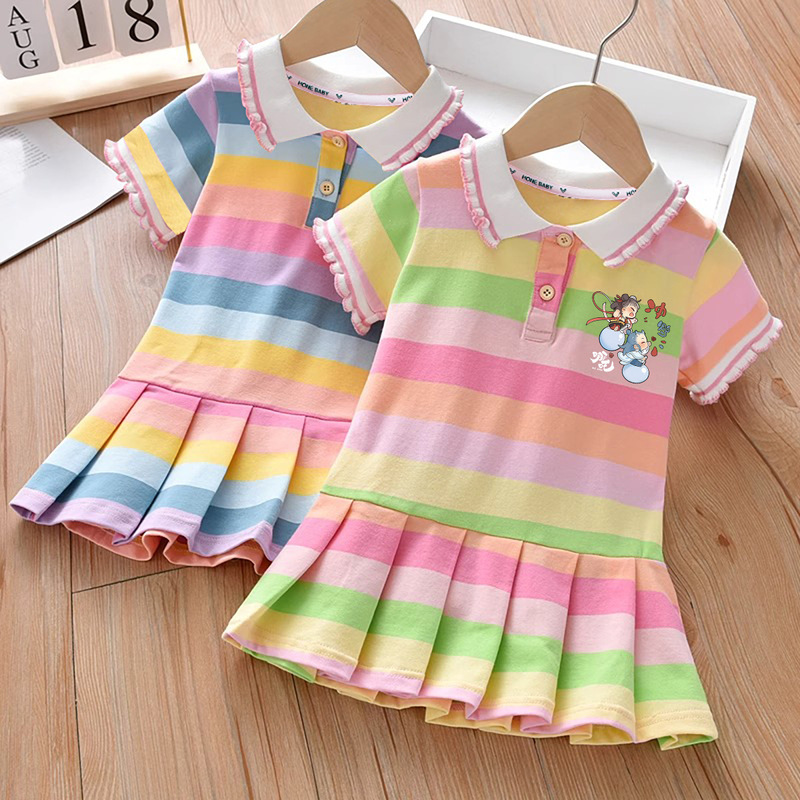 Colorful Girl's Cartoon dress 2025 Summer New Thin Breathable dress Sports Comfortable Skirt for Middle and Big Children