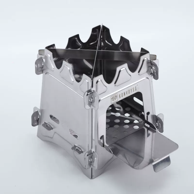 不锈钢折叠烧烤炉方形柴火炉烧烤架野餐炉户外便携式迷你木炭炉