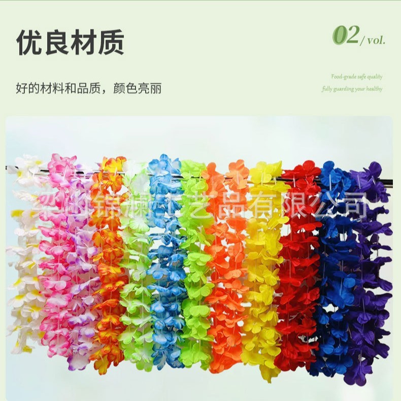 Hawai 24 pares de guirnaldas de flores colgantes de colores pétalos de flor simulados ropa de anillo de cuello de poliéster fiesta