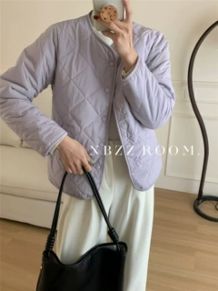 2025秋冬/时尚菱格加绒棉服外套女韩版宽松休闲加厚毛毛棉衣外套