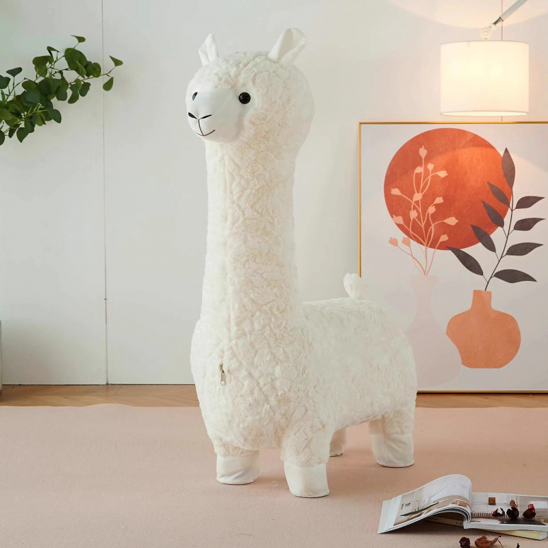 Internet celebridad creativa taburetes de alpaca de tamaño grande sala de estar adornos de suelo asiento de animales de peluche regalo de mudanza de nuevo hogar