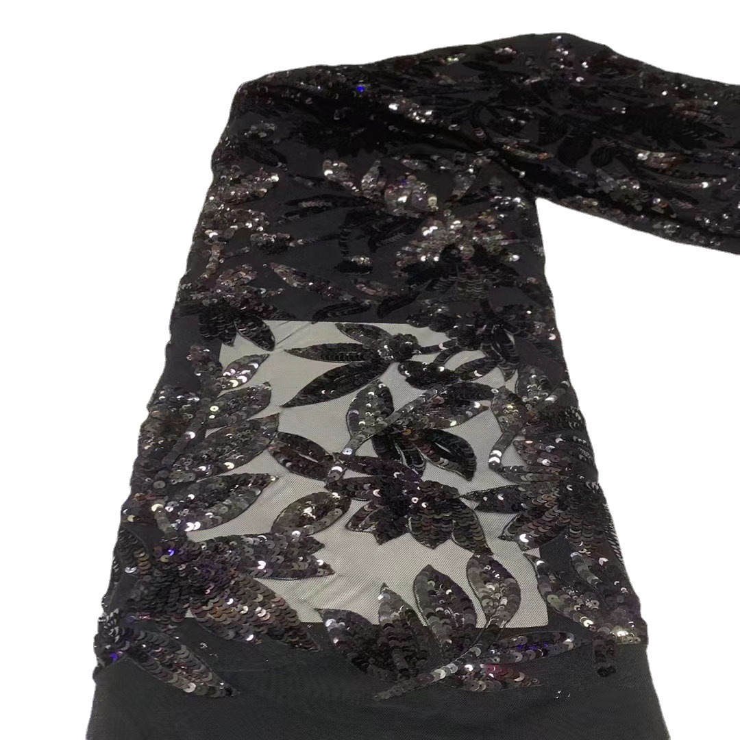 En stock planta flor lentejuelas malla cuentas bordado ropa vestido de boda tela laceJX3462