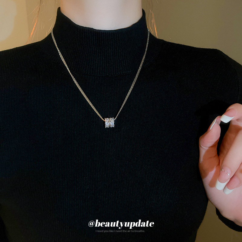 Collar colgante de círculo de circón multicapa de galvanoplastia de oro real 2025 nuevo producto cadena de clavícula moda diseño exquisito sentido de la joyería