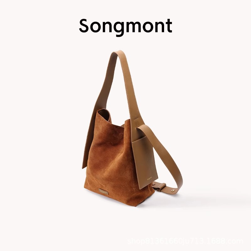 【在庫あり】Songmont 山下裕松 スエード イヤーハンギングトートバッグ 大容量 通勤 ショルダー クロスボディバッグ|undefined