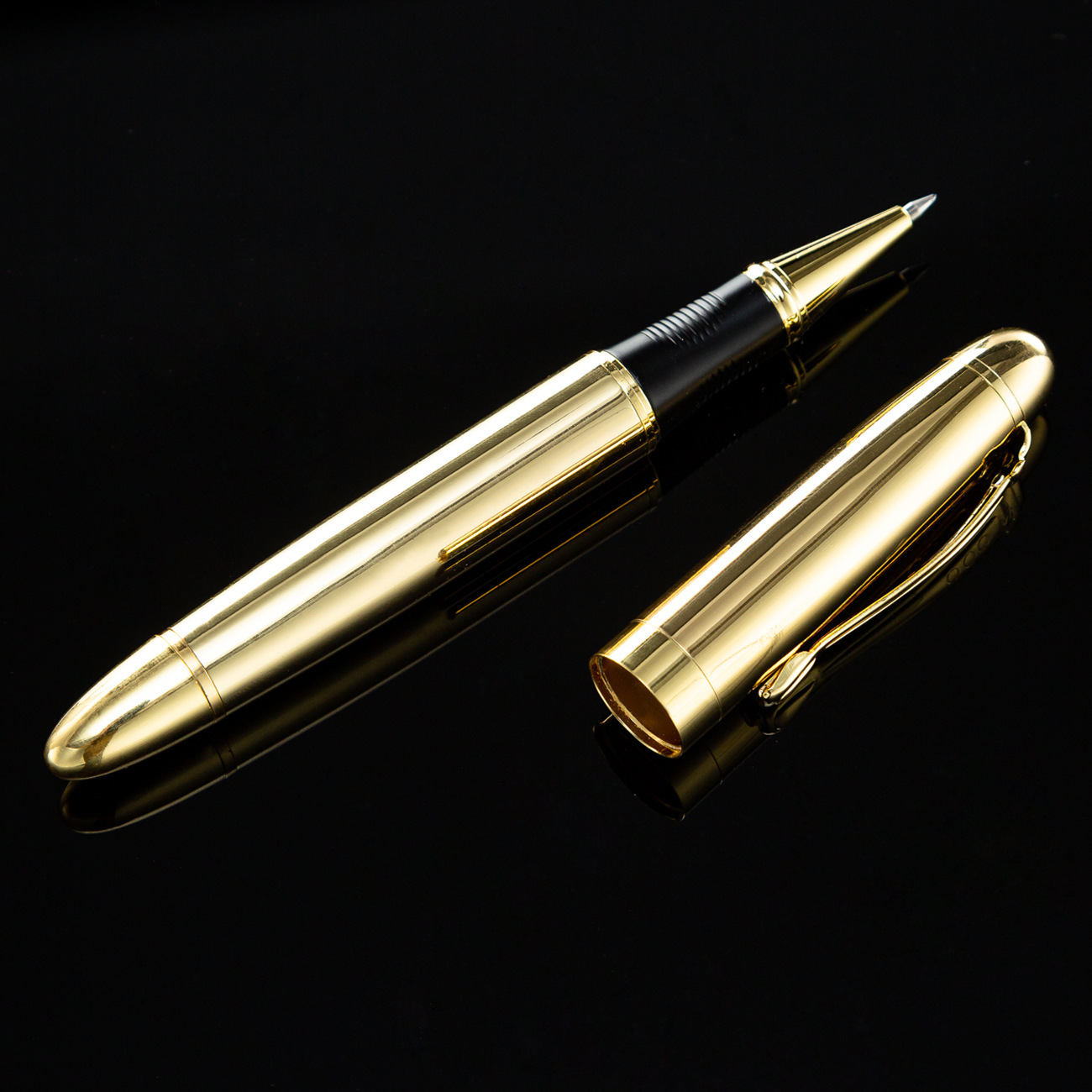 Pluma de firma de metal dorado en stock mayorista impresa logotipo de caja dorada pluma de metal pluma de regalo