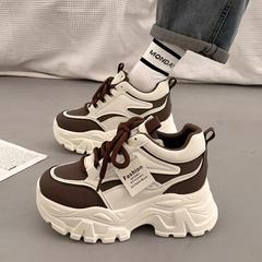 新品百搭厚底老爹鞋女显脚小增高鞋2025新款春秋季松糕休闲运动鞋