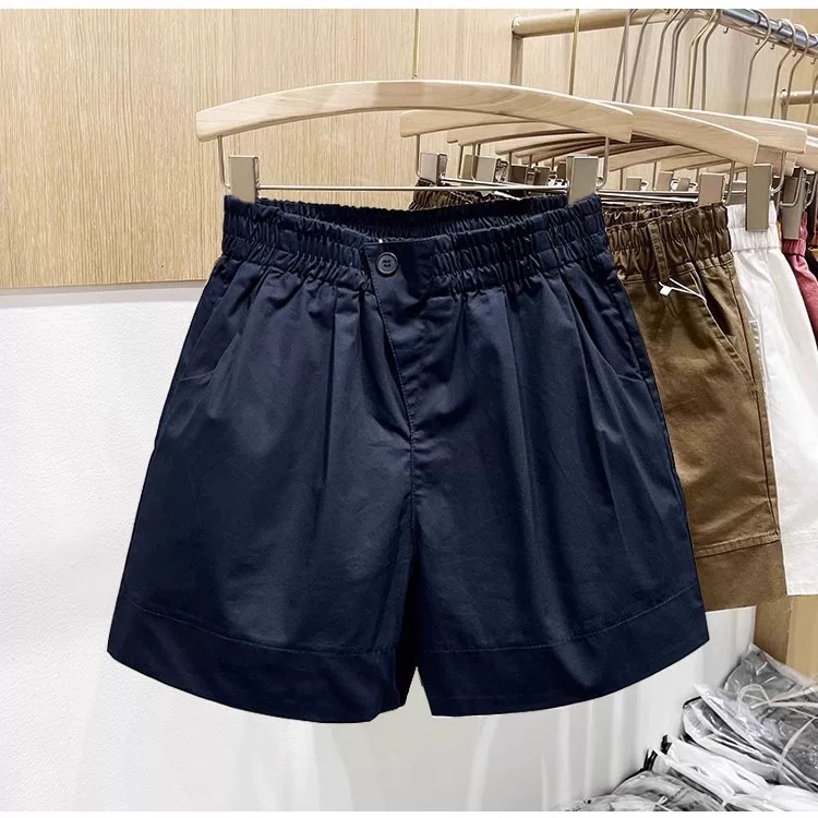 High Waist A-Line Pure Cotton Shorts For Women, Loose Fit Wide Leg Casual Summer Shorts With Tummy Control_ecoleips.com