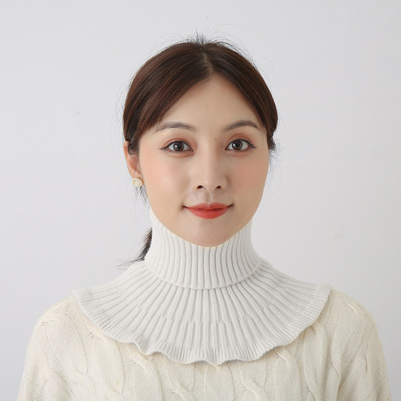 Baja de cabeza para mujeres de otoño y invierno caliente para proteger la columna cervical de color sólido elástico tejido cuello falso suéter cuello alto cuello