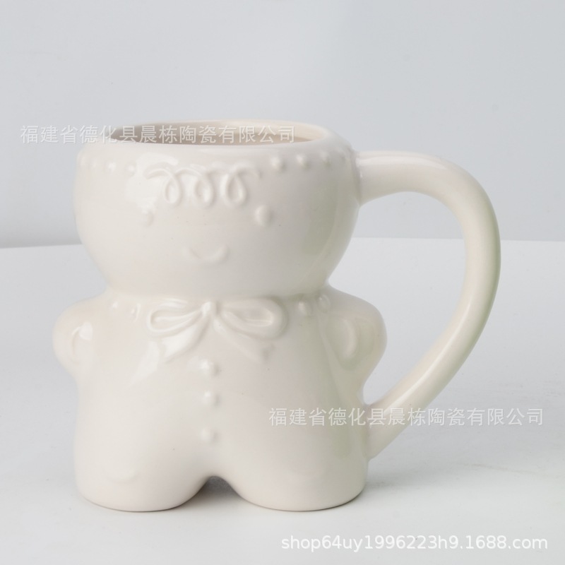 En stock cerámica Navidad hombre taza de pan de jengibre cerámica árbol de Navidad Taza de cerámica panqueque tostada cerámica taza de agua