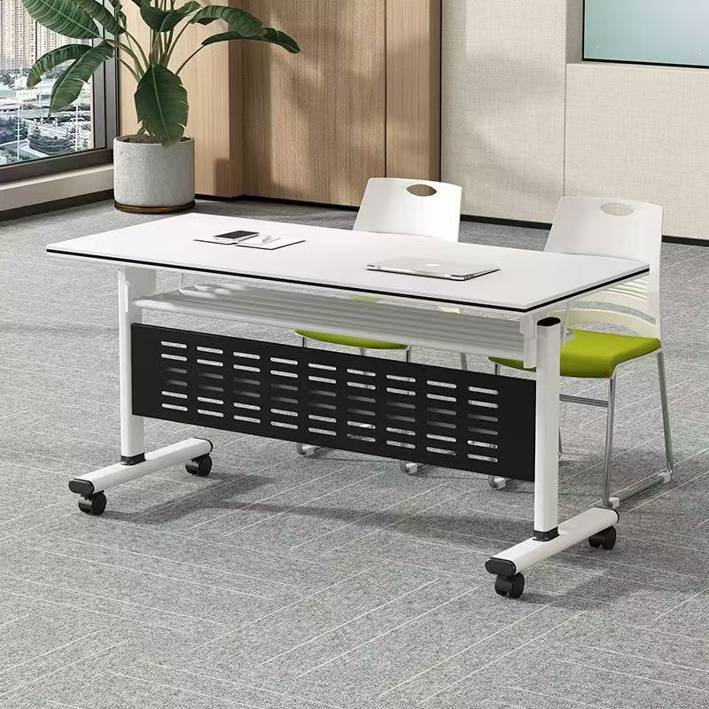 Folding Training Tables and Chairs, Movable Splicing Long Tables with Wheels, Multifunctional Office Desks, Conference Room Table and Chair Combinations