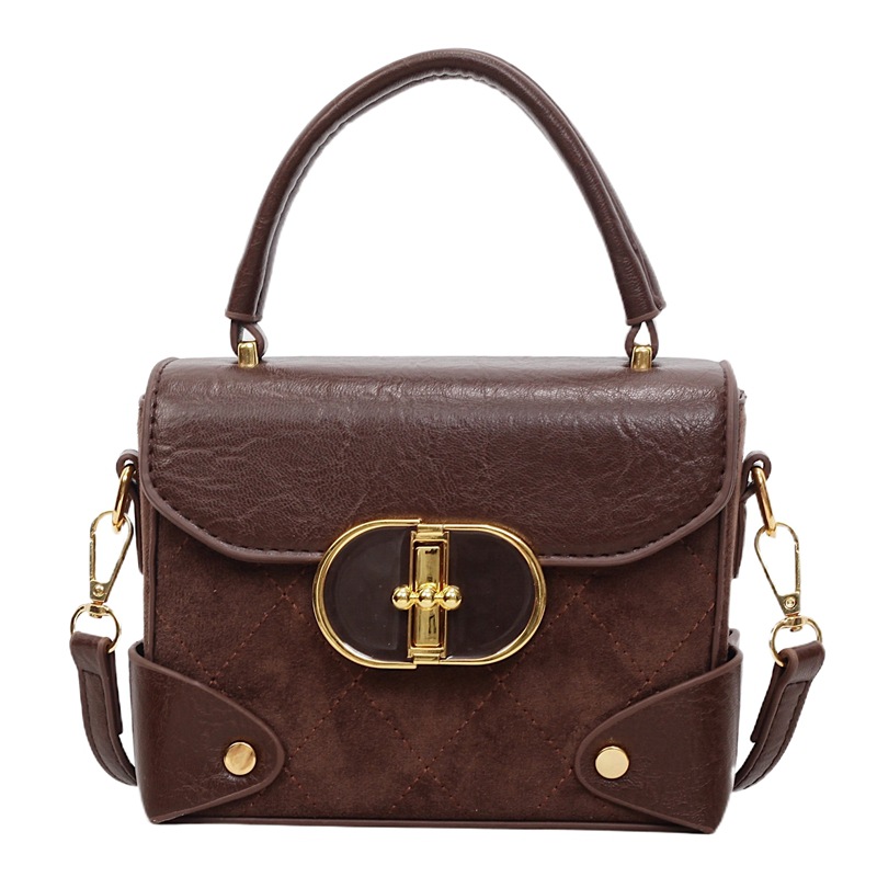 2025 otoño y invierno nuevo bolso de color contrastante bolso cuadrado pequeño de nicho de mujer empalmado bolso de hombro retro bolso de mochila