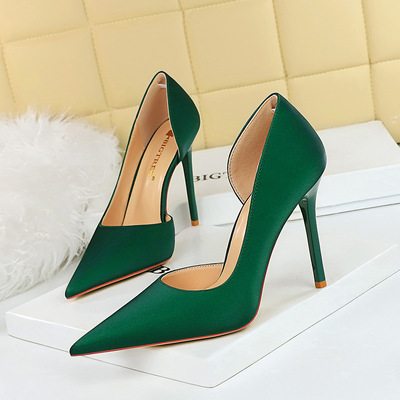 626-1 Korean Edition Fashion Simple Slim Fit Slim Slim Thin Heel Super High Heel Shallow Notch Side Hollow Out Single Sh