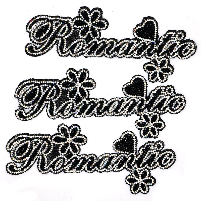 新款热熔胶网钻字母布贴字母水钻烫钻贴箱包鞋服diy饰品贴批发