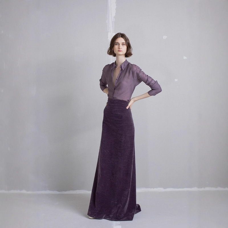 Spanish Niche Spring and Autum Women's Fashion Suit Long-Sleeved Shirt Women's High-Waist Slim Velvet Skirt
