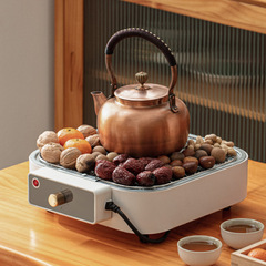 新款電加熱管圍爐煮茶家用便攜式網紅批發室內圍爐無煙不粘燒烤爐
