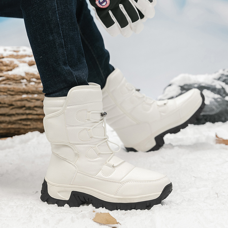 2024 nuevas botas de nieve transfronterizas de tamaño grande para hombres y mujeres, zapatos de algodón grueso, zapatos al aire libre antideslizantes, botas cálidas, olas de frío