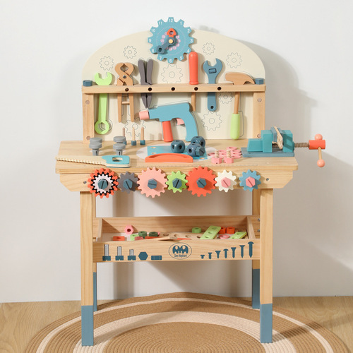 Children's wooden multi-functional simulation repair screw and nut disassembly and assembly tool table play house early education educational toy