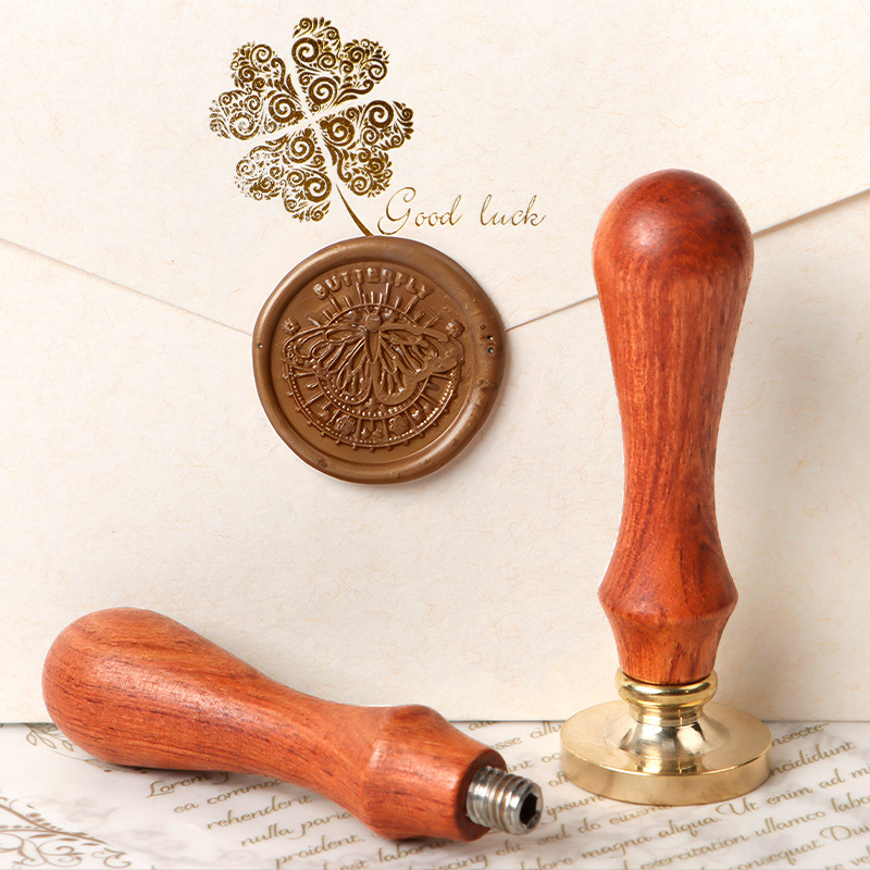 Sello de pintura de fuego sello de cera sello letra bendición palabras en stock sello de cobre cabeza flor pera mango de madera