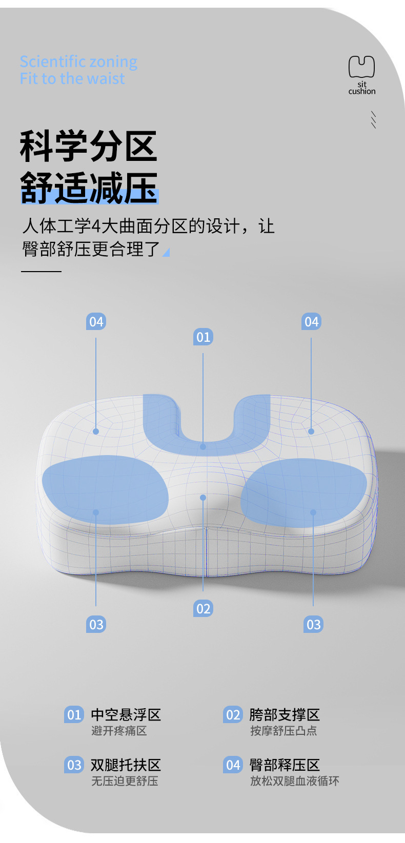 Memory Foam Seat Cushion and Lumbar Support Two-Piece Set for Office, Long Sitting, Lumbar Pressure Relief, Driving, and Wholesale