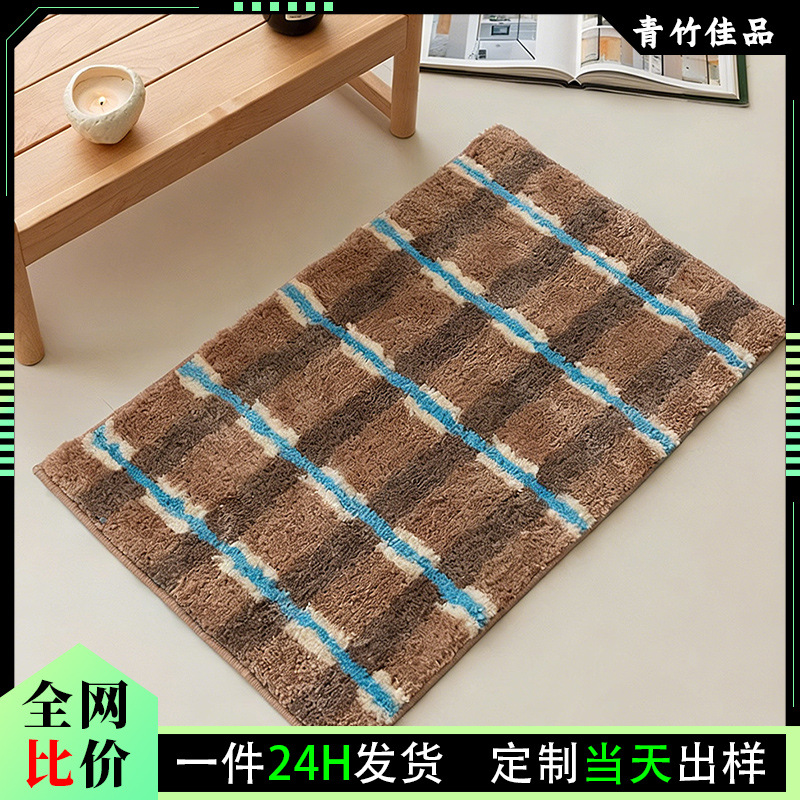 Cross-Border Retro Tufted Imitation Cashmere Carpet Bathroom Toilet Tufted Home Non-Slip Carpet Room Entrance Mat