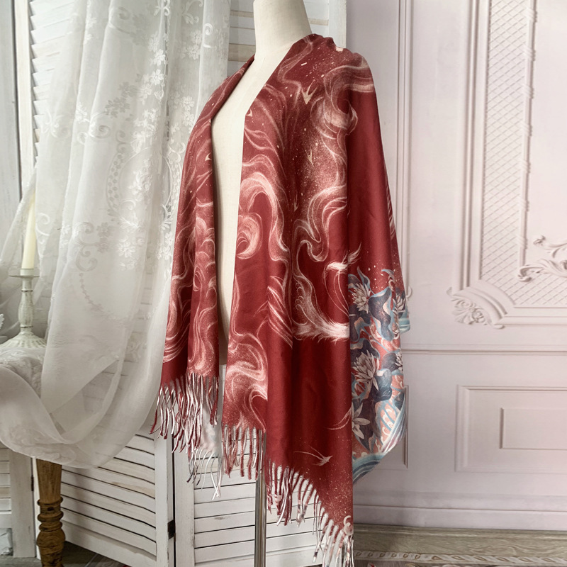 Moon Mu lolita bufandas bufandas originales otoño y invierno engrosado calentamiento bufandas de cachemira para mujeres de doble uso largo versátil